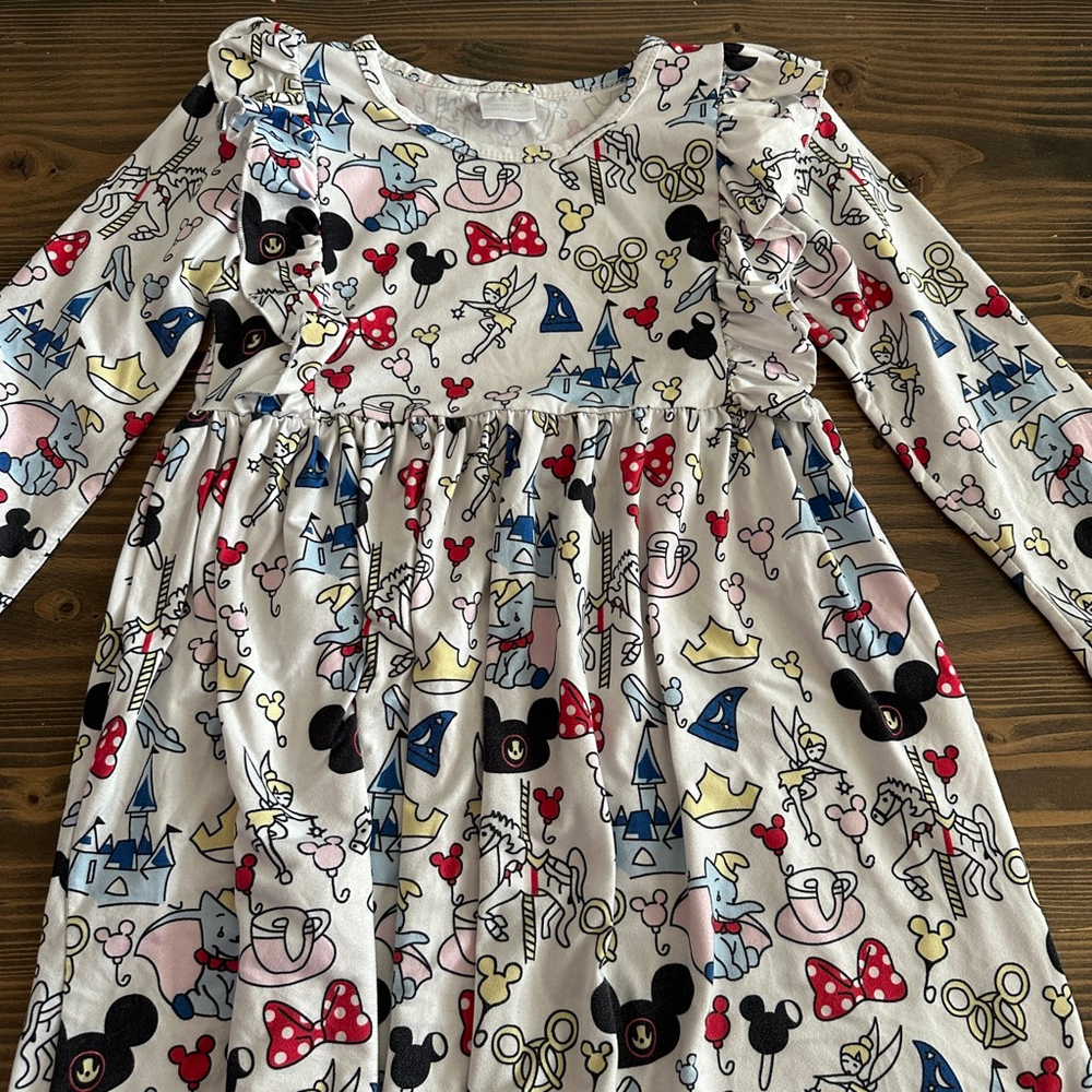 Girls Disney World Dress White Multicolor Fits like Size 7/8 Parkcore Vacation - Picture 3 of 4
